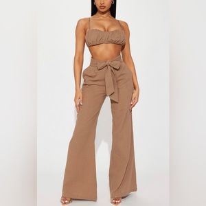 Mocha crop top pant set